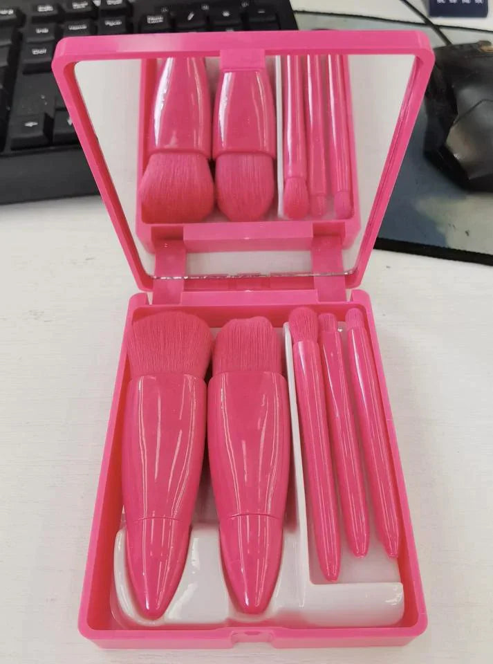 Portable Cosmetic Brush With Mirror Imported